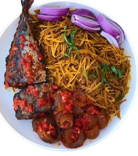 Abacha Kpomo and Fish 😋